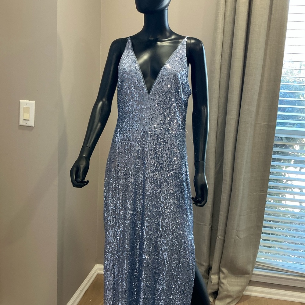 Xscape Glittering Blue Midi Dress
